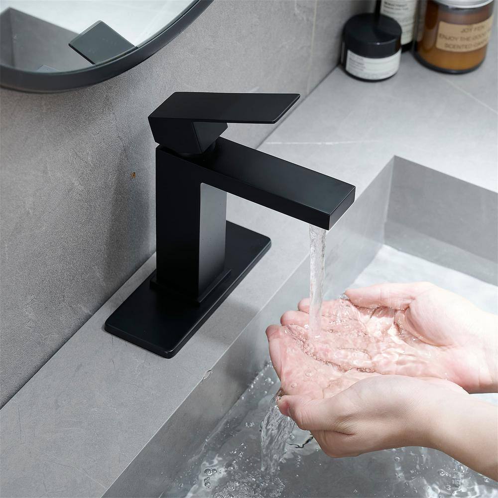 Matte Black Stainless Steel Single Handle Bathroom Faucet