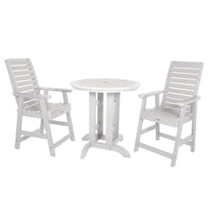 Weatherly White 3-Piece Recycled Plastic Round Outdoor Balcony Height Dining Set