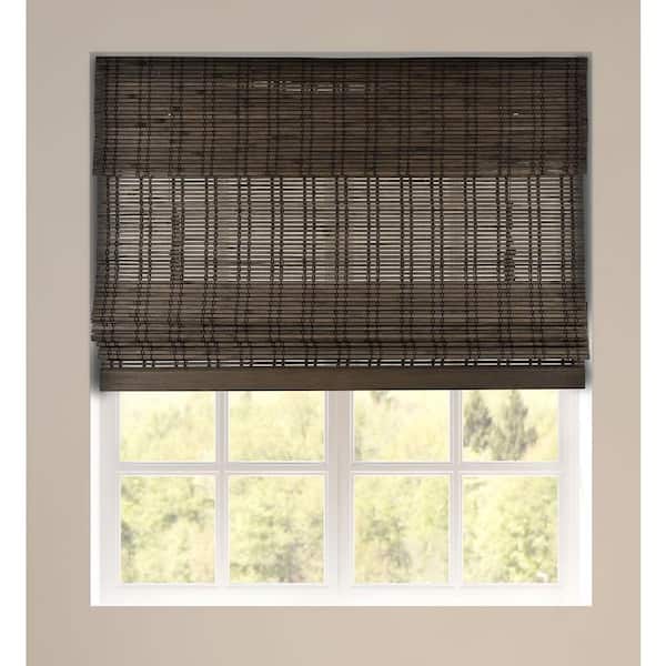 Arlo Blinds Dali Walnut Cordless Light-Filtering Bamboo Woven Roman Shade 26 in.W x 60 in. L