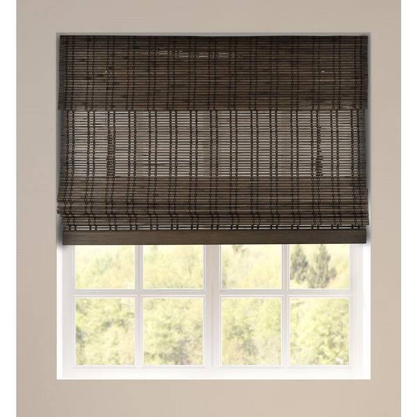 Arlo Blinds Dali Walnut Cordless Light-Filtering Bamboo Woven Roman Shade 28 in. W x 60 in. L