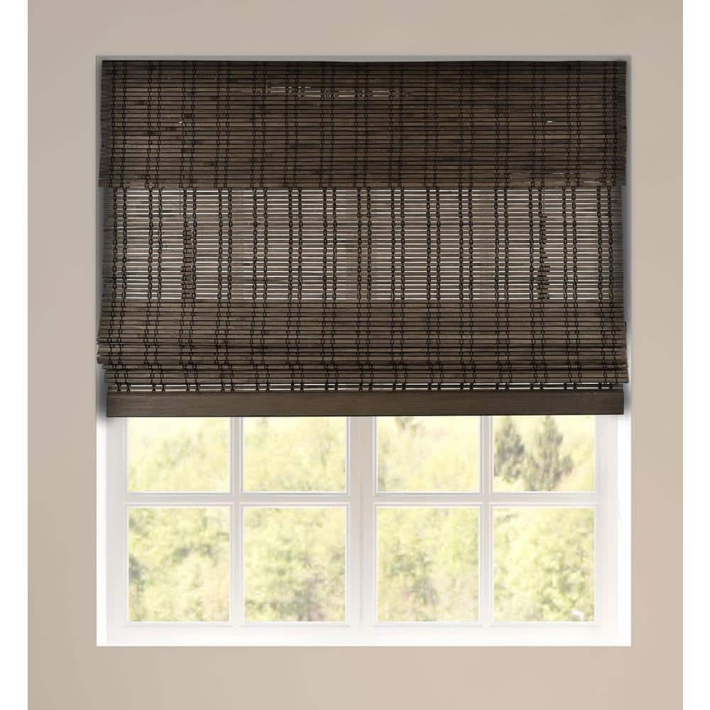 Dali Walnut Cordless Light-Filtering Bamboo Woven Roman Shade 30 in. W x 74 in. L price history on PriceWatchPro