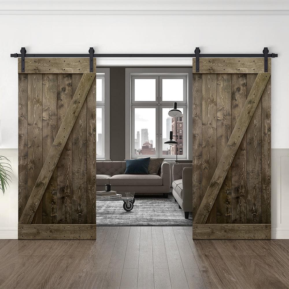 Dark Coffee Solid Pine 84'' Barn Door with Hardware Kit