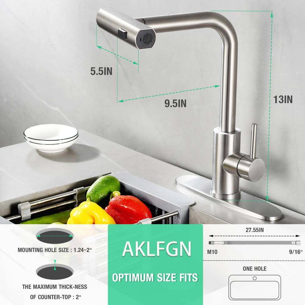 Brushed Nickel High-Arc Kitchen Faucet with Pull-Out Spray