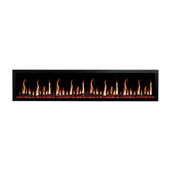 Highmark Luxe LCD 88 in. Wall Mount Smart Electric Fireplace in Black-Remote Control and Adjustable Multi-Color Flame