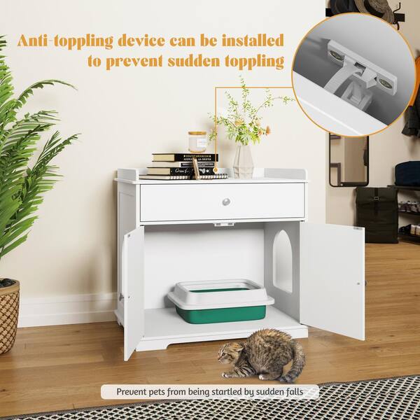 DINZI LVJ Litter Box Enclosure Furniture, Hidden Litter Box with Good  Ventilation, Litter Box Cabinet, Wooden Cat Washroom Fit Most of Litter  Box