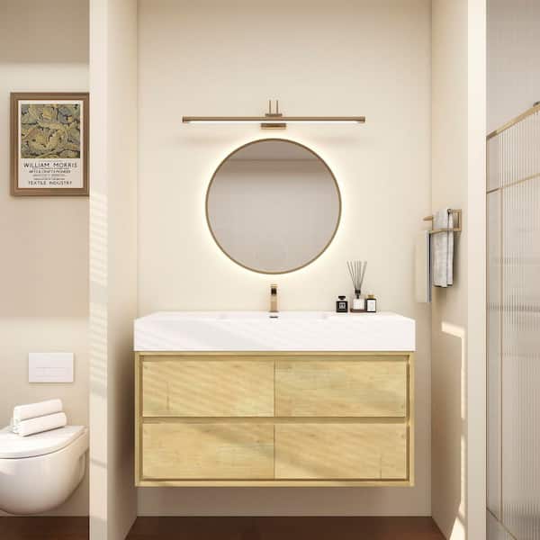 BV Better Vanity Saggie 47 in. W. x 20 in. D x 28 in. H Single Sink Floating Bath Vanity in Oak with White Acrylic Top