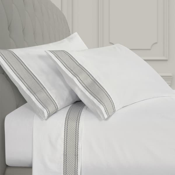 Montefiore Silver Cotton Queen 4-Piece Sheet Set