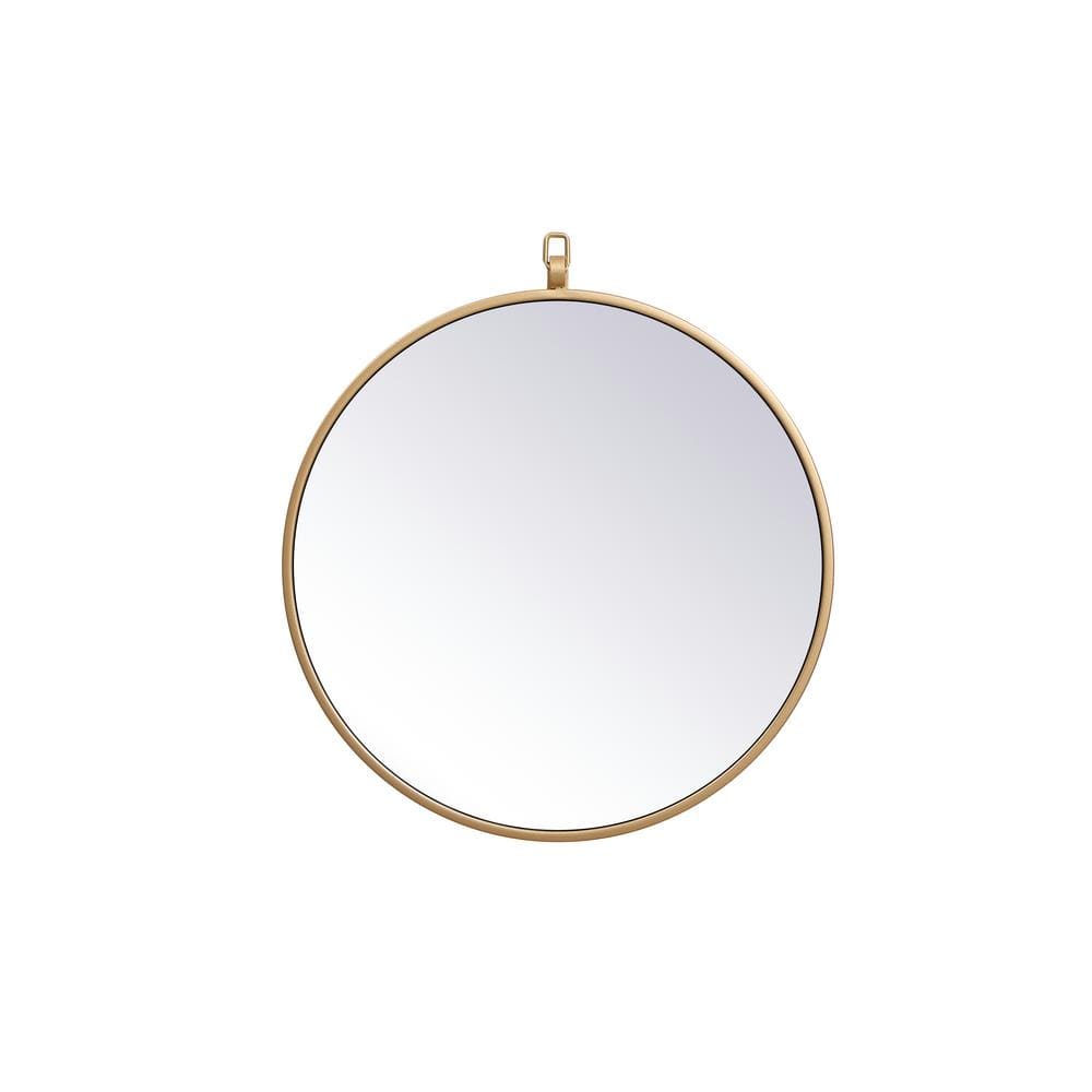 Small Round Brass Modern Mirror (18 in. H x 18 in. W)
