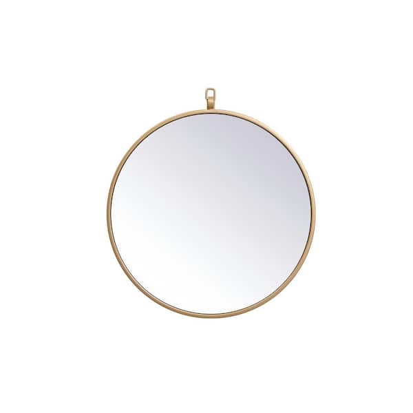 Small Round Brass Modern Mirror 18 In, Round Brass Mirror