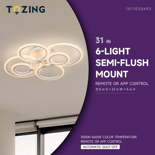 TOZING 20 in. LED Semi-Flush Mount DDXDMD6229-FL - The Home