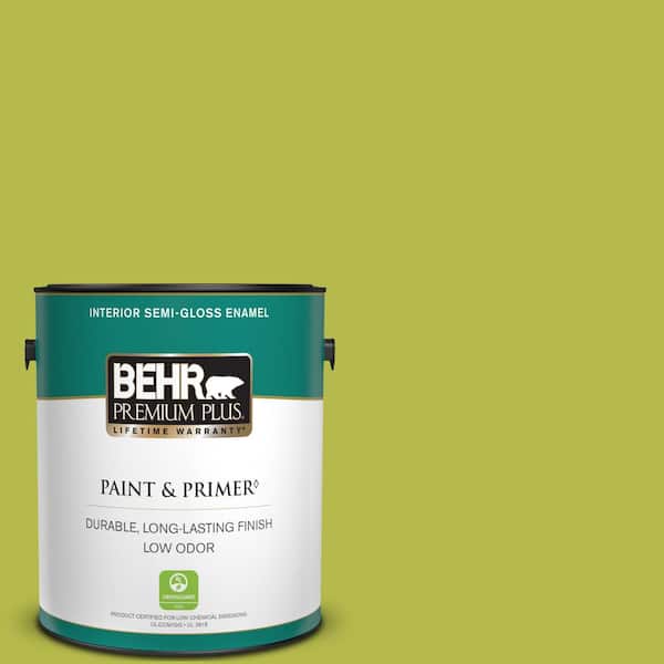 BEHR PREMIUM PLUS 1 gal. #400B-6 Japanese Fern Semi-Gloss Enamel Low Odor Interior Paint & Primer