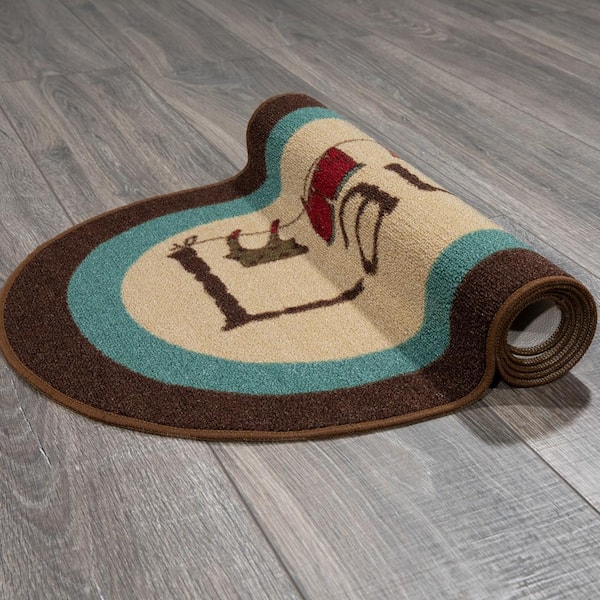 Oval Mat Ultra-Thin Kitchen Runner Rug with Non Slip Rubber