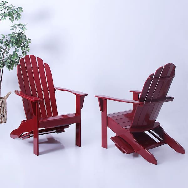 Cambridge Casual Juni Mahogany Wood Red Adirondack Chair Free Tray