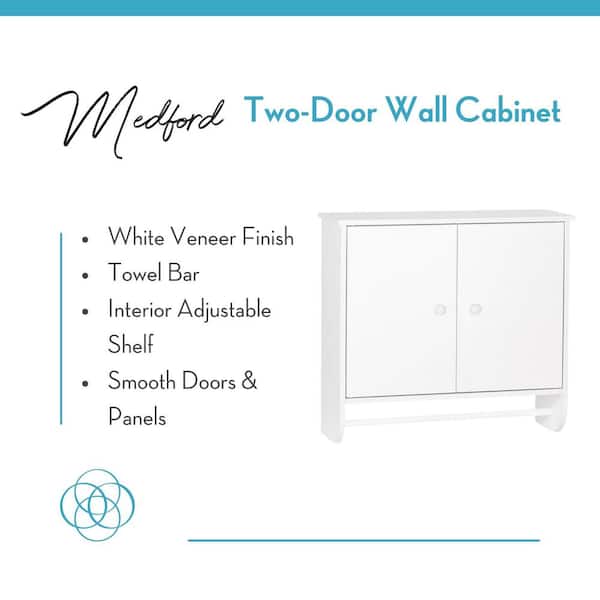 RiverRidge Medford 22.06-in x 20.19-in x 7.75-in White Bathroom Wall Cabinet