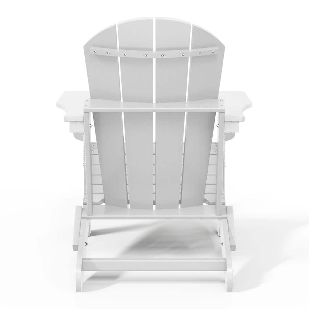 Laguna White Poly Folding Adirondack Chair for Outdoor Relaxation