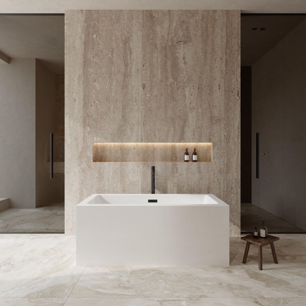 Melody 59.5 in. Acrylic Flatbottom Bathtub in White with Matte Black Trim and Faucet price history on PriceWatchPro