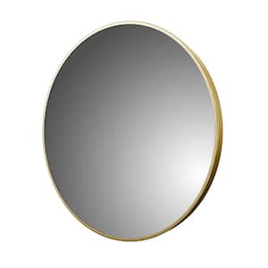 Reflections 28 in. W x 28 in. H Round Aluminum Framed Wall Mount Bathroom Vanity Mirror in Brushed Gold
