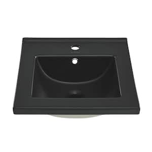 18 in. Ceramic Square Vanity Sink Top in Matte Black