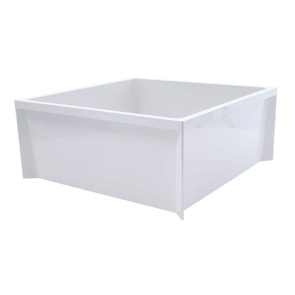 White 24" x 24" Durastone Mop Sink with Stainless Steel Strainer