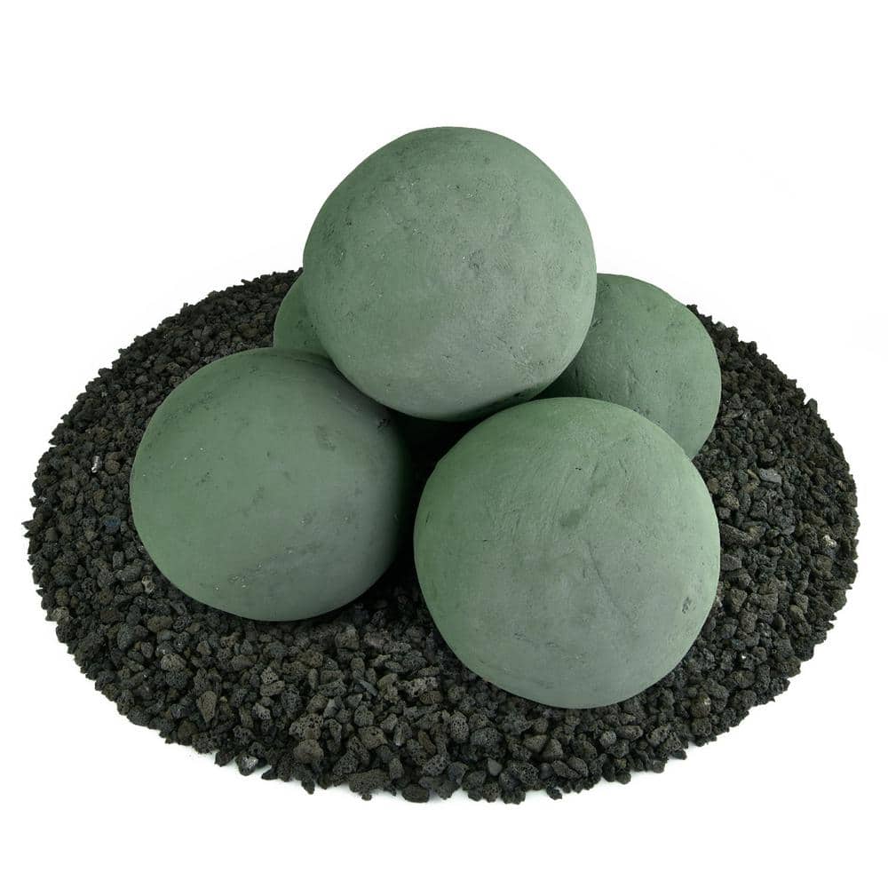 6 in. Set of 5 Ceramic Fire Balls in Slate Green