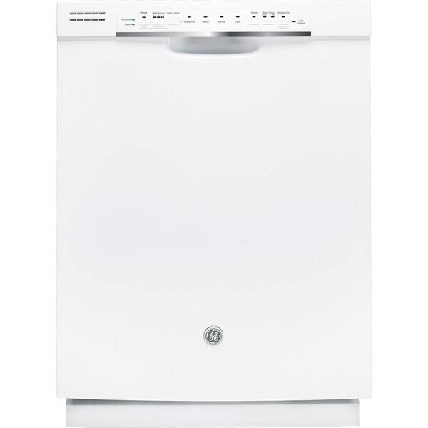 GE Front Control Dishwasher in White with Stainless Steel Tub and Steam PreWash