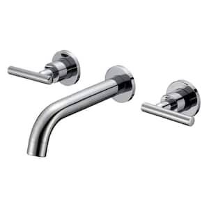 Bordeaux Double-Handle Wall Mounted Bathroom Faucet in Polished Chrome