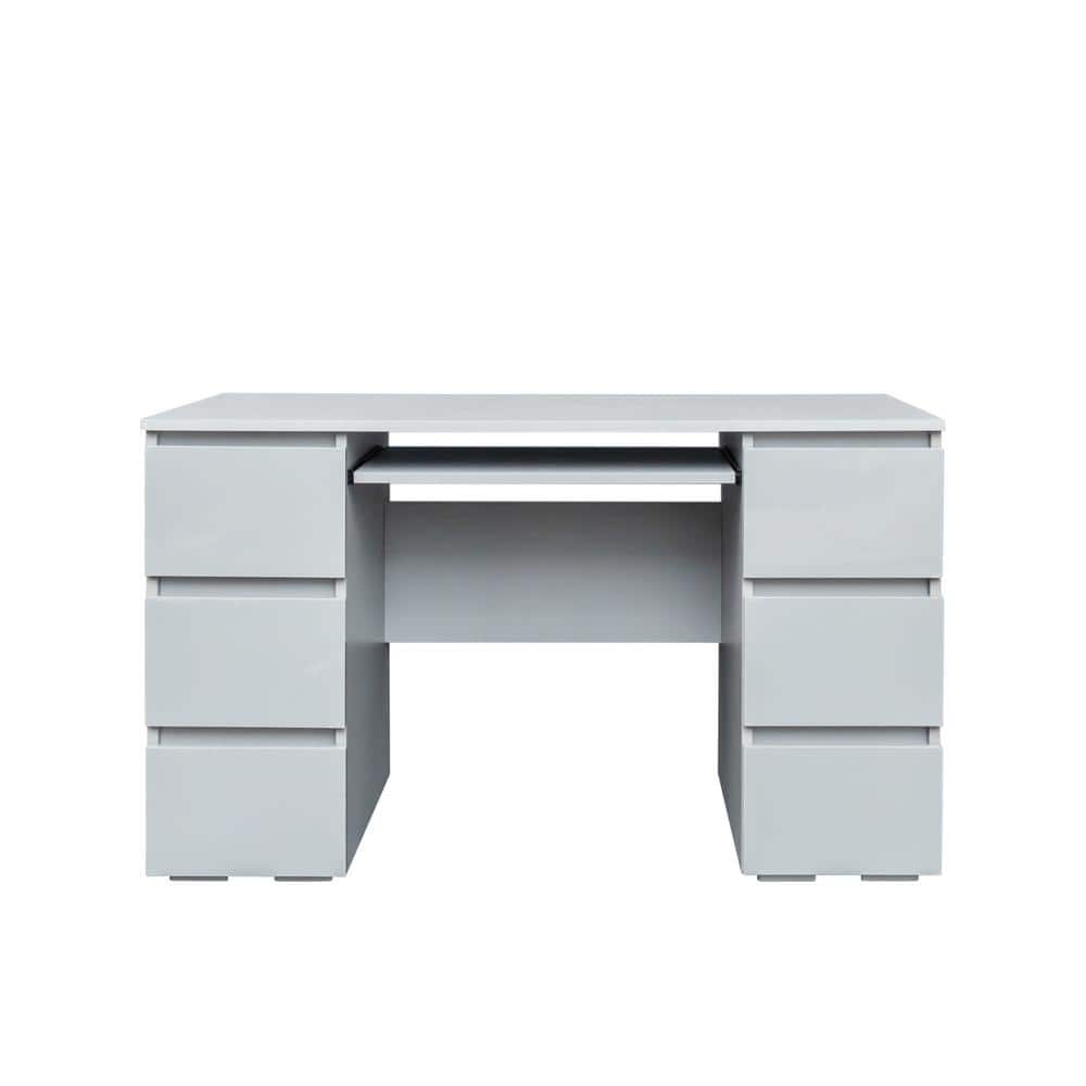47.24 in. W x 19.69 in. D x 27.17 in. H Gray Wood Linen Cabinet with 6-Draw