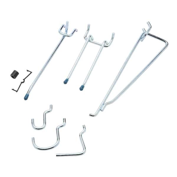 50 Pack Chrome Plated Pegboard Hooks Kit Peg Garage Organizer Accessories Set 