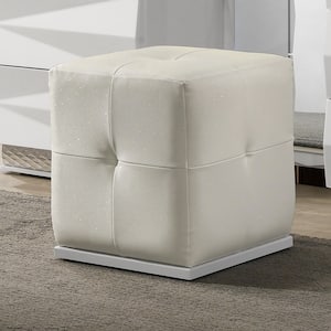 Zoe White Cube Tufted Makeup Vanity Stool
