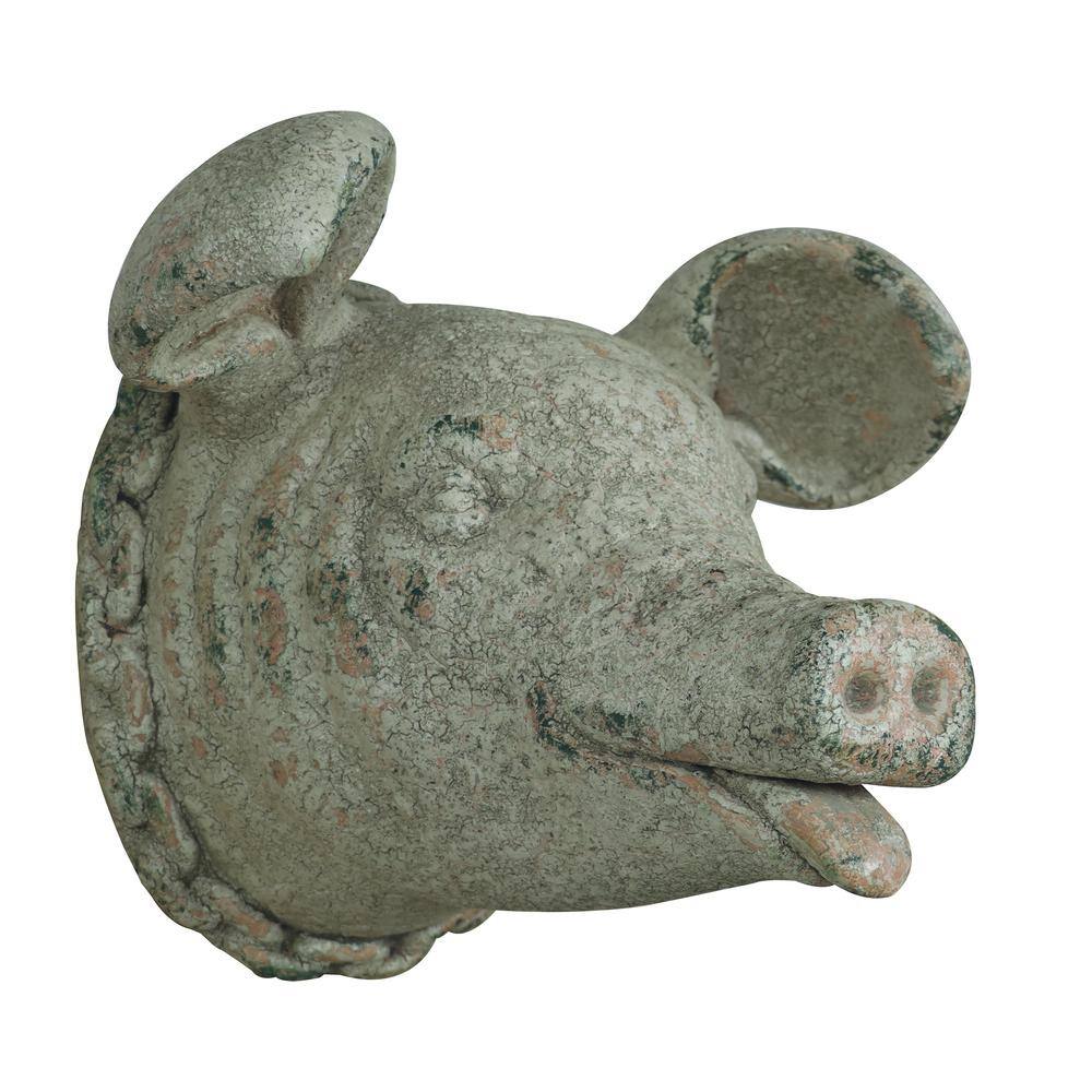 Rustic Distressed Multicolor Magnesia Pig Head Wall Sculpture