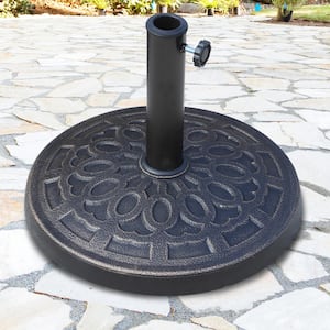 17" 26 lb. Steel Round Patio Umbrella Base Stand with Beautiful Decorative Pattern for 1.5 in.-1.89 in. Pole in Bronze