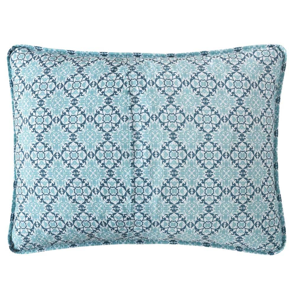 Afton Blue and White Mosaic Quilted Full/Queen Set