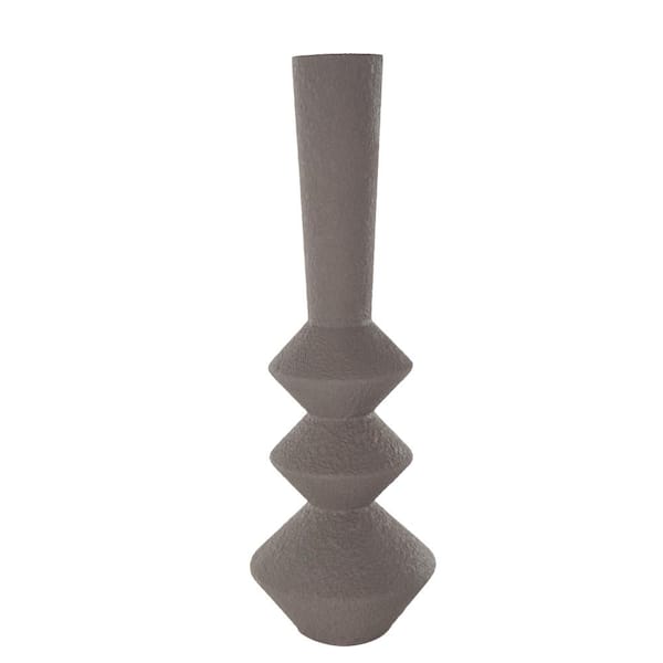 Litton Lane 30 in. Dark Gray Art Deco Fluted Trumpet Metal Decorative Vase