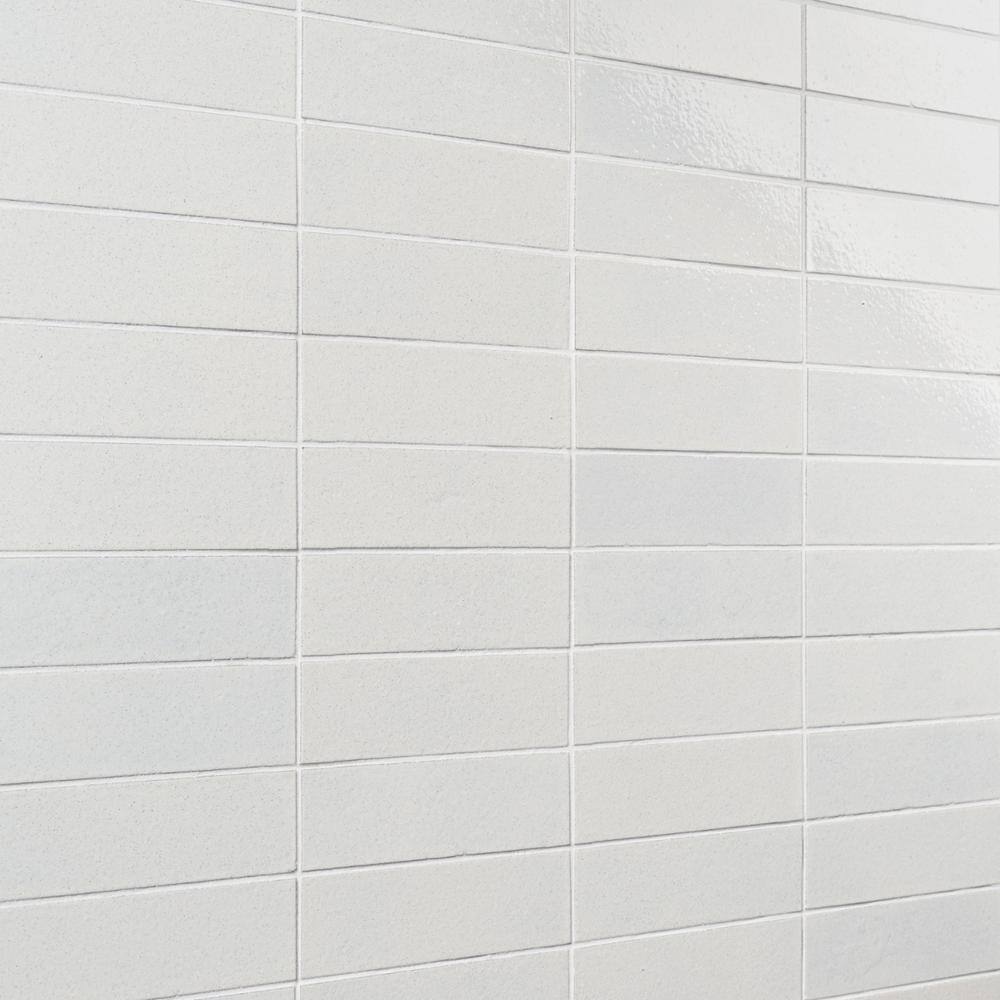 Cotton Glossy White Lava Stone Subway Wall Tile 2" x 8"