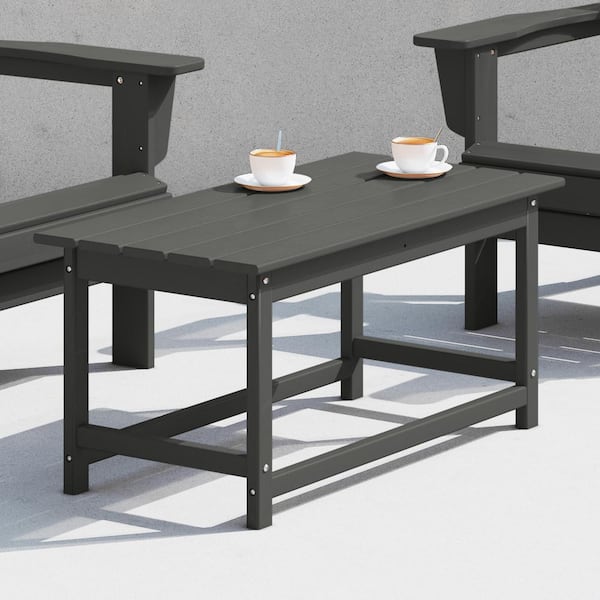 Mason Gray Poly Plastic Fade Resistant Outdoor Patio Rectangle Adirondack Coffee Table