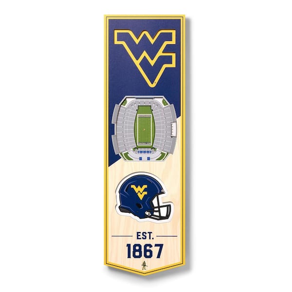 NCAA West Virginia Mountaineers FB 6 in. x 19 in. 3D Stadium Banner-WVU Coliseum