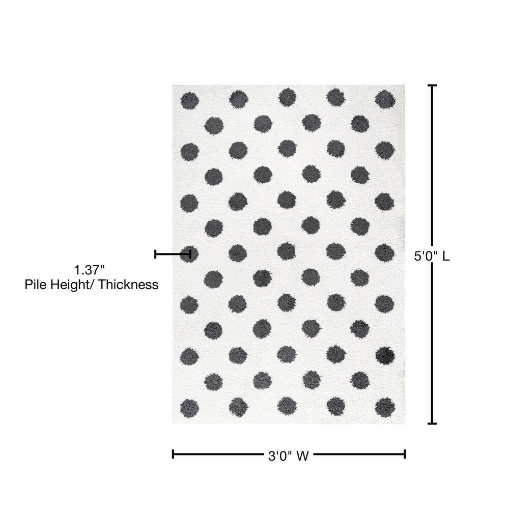 Easy-Care Charcoal and Ivory Polka Dot Shag Rug 3'x5'