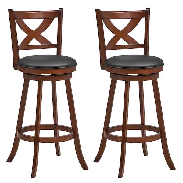 Costway 30 in. Bar Stools Classic Bar Height Swivel Chairs for Kitchen Pub (Set of 2)