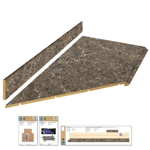 8 ft. Brown Laminate Countertop Kit With Left Miter and Full Wrap Ogee Edge in Breccia Marble