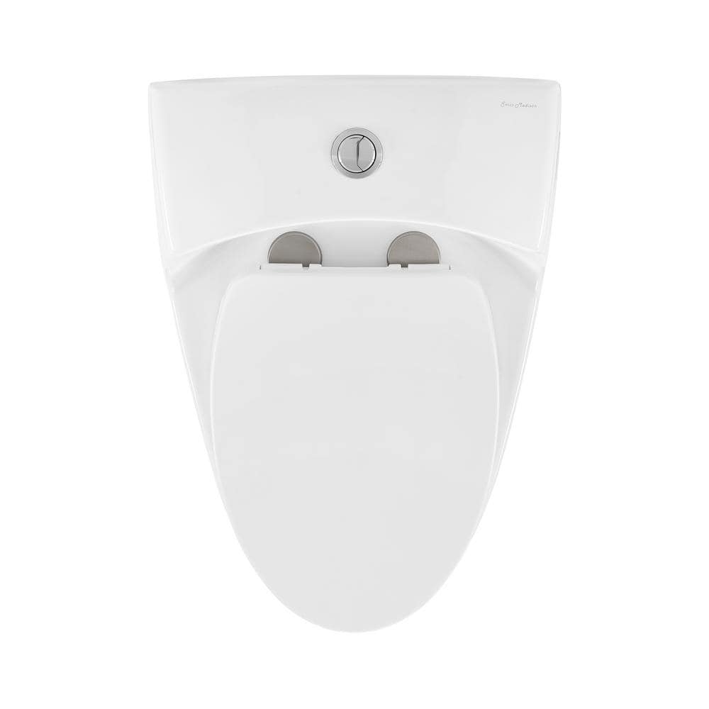 Manoir Glossy White Ceramic Dual-Flush Elongated One-Piece Toilet