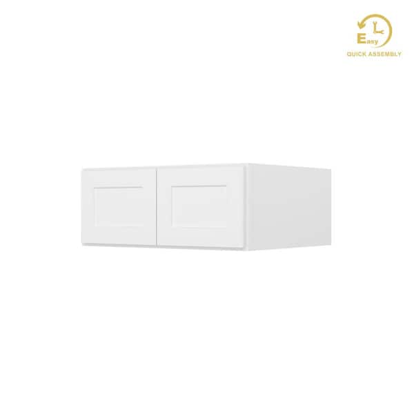 RoomyLife Easy-DIY 30 in. W x 24 in. D x 12 in. H Ready to Assemble Wall Refrigerator Kitchen Cabinet in Shaker White with 2-Doors