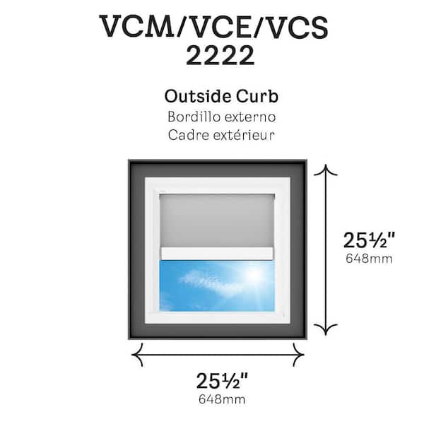 22.5 x 22.5 in. Solar Powered Venting Curb Mount Skylight, Impact-Resistant Laminated Low-E3 Glass, Room Darkening Shade