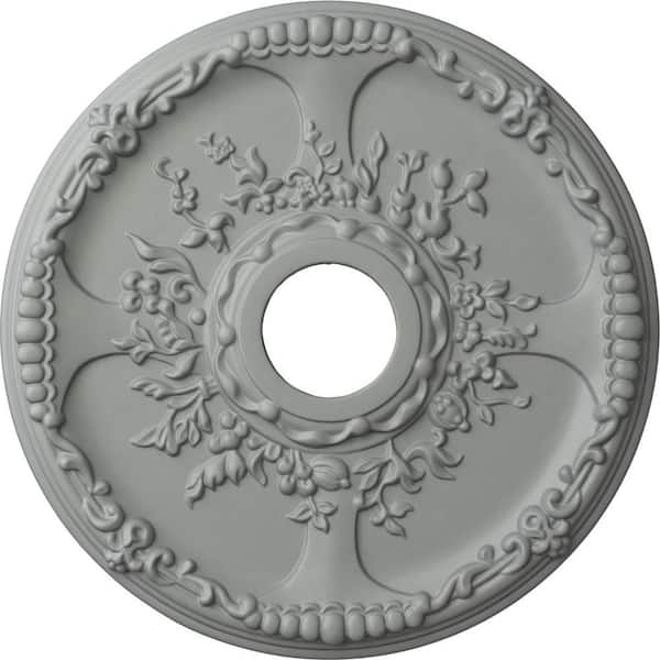 Ekena Millwork 18" x 3-1/2" ID x 1-3/8" Antioch Urethane Ceiling Medallion (Fits Canopies upto 3-1/2"), Primed White