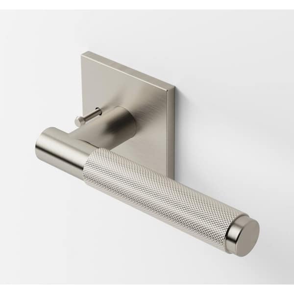 McBowery Taylor Satin Nickel Modern Heavy Duty Knurled Interior Door Handle, Square Rose with Concealed Screws (Privacy/Passage)