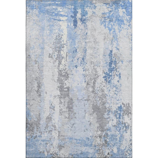 Mayfield Premium Machine Washable Abstract AMF1848 Sky 3 ft. x 4 ft. Area Rug