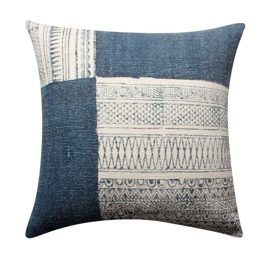 THE URBAN PORT Blue and Off White Handwoven Polyester 24 in. x 24 in