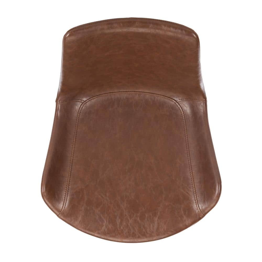 Transitional Wood and Faux Leather Side Chairs in Light Brown, Set of 2
