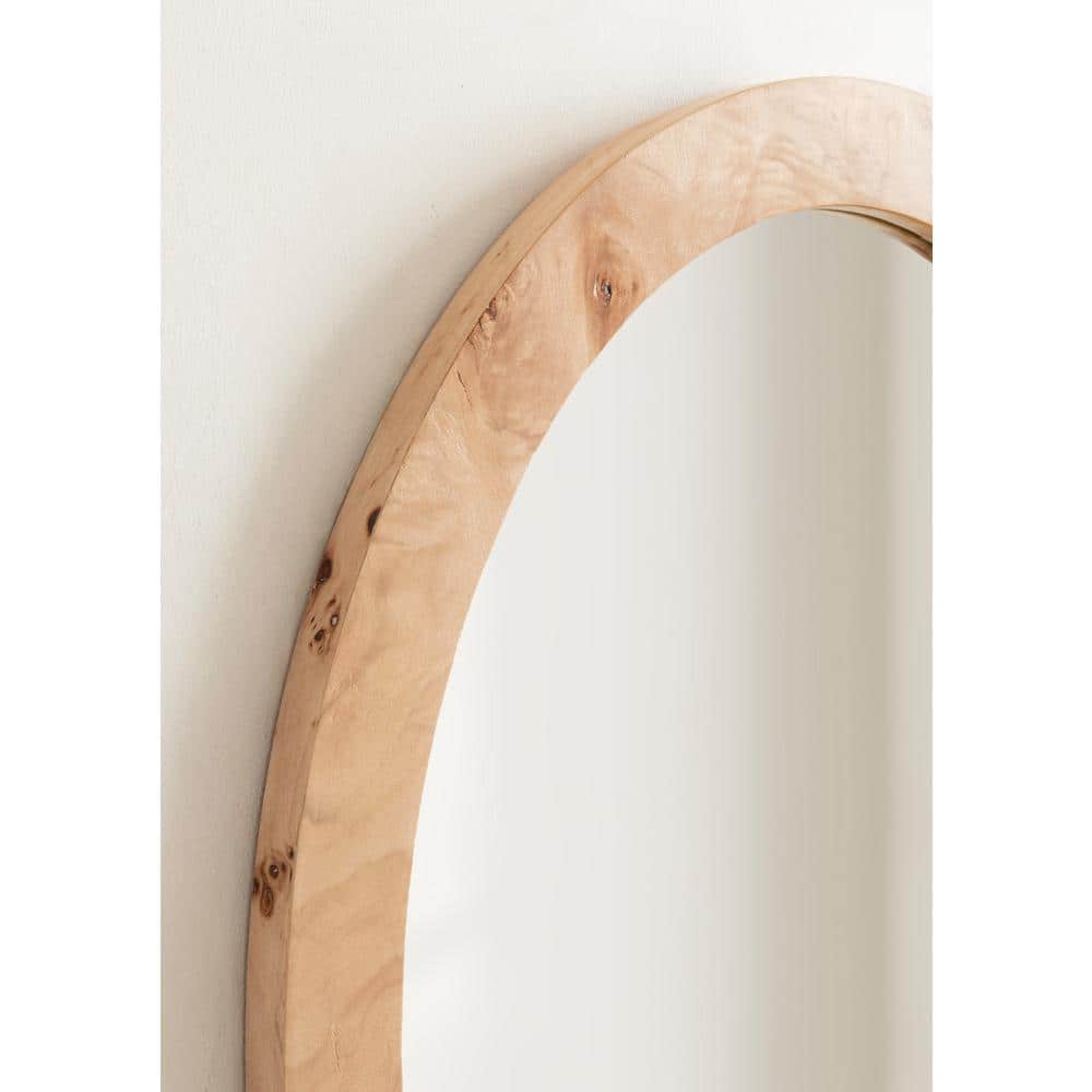 Natural Burlwood Oval Vanity Wall Mirror 22" x 28"