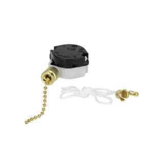 Polished Brass 3 Speed Ceiling Fan Motor Switch with Pull Chain (1-Pack)