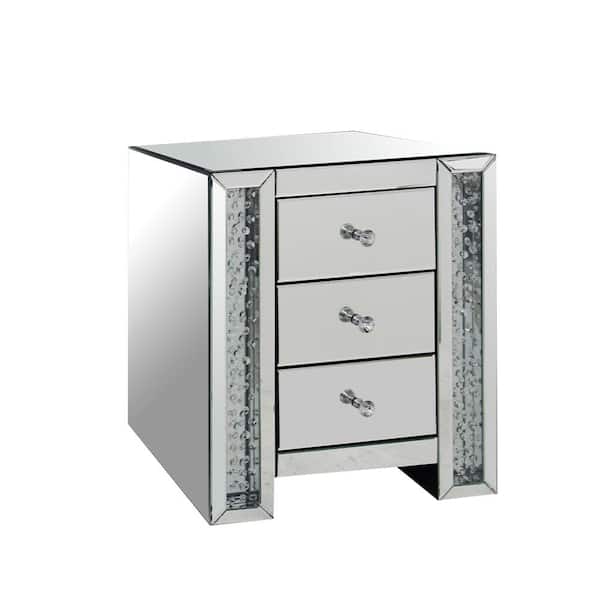 Acme Furniture Nysa 22 in. Mirrored and Faux Crystals Rectangle Wood Coffee Table